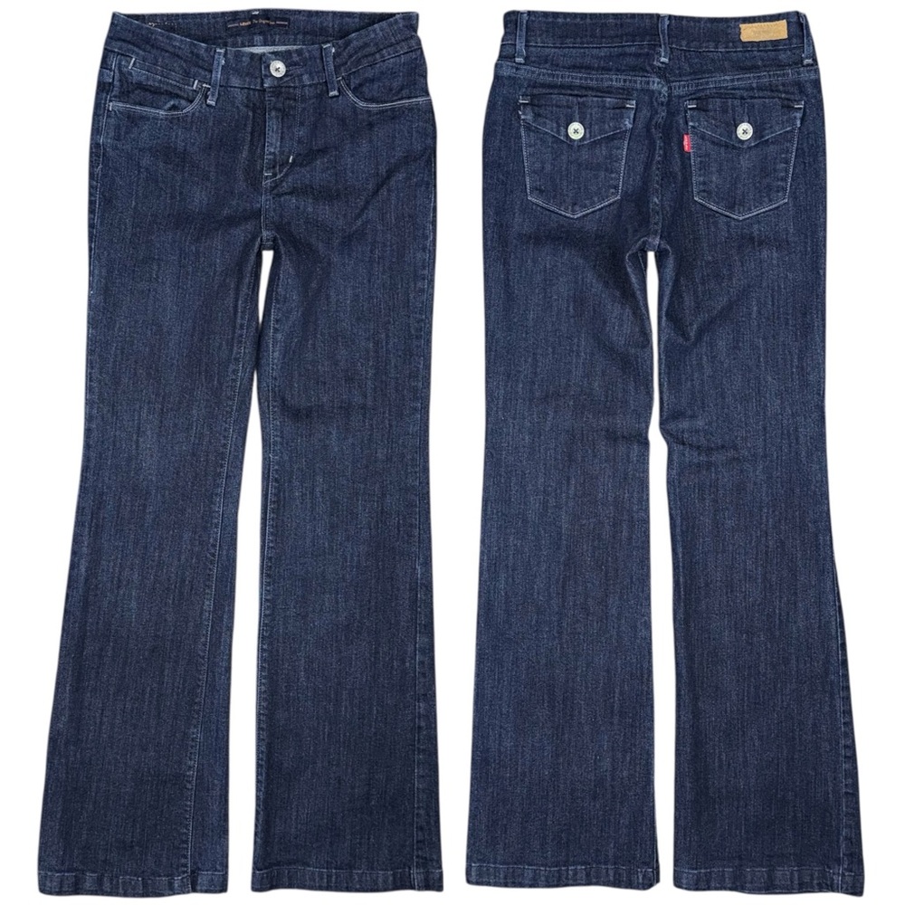 VTG Y2K Levi’s Original Jeans Dark Blue Denim Flare Trousers 6 28x33 Flap Pocket